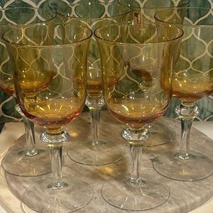Denby Amber Wine Glasses 6 in set .New /Never Used